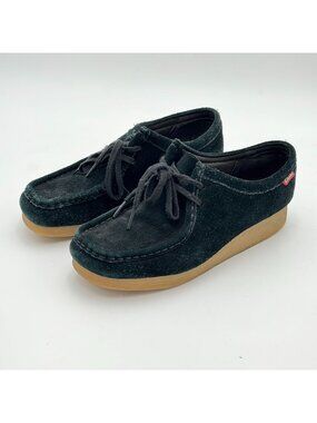 Clarks Wallabees Womens 8.5 Black Suede Chukka Boots Moccasins Driving Shoes